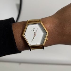 Wristology Gold Watch with Hexagon Face